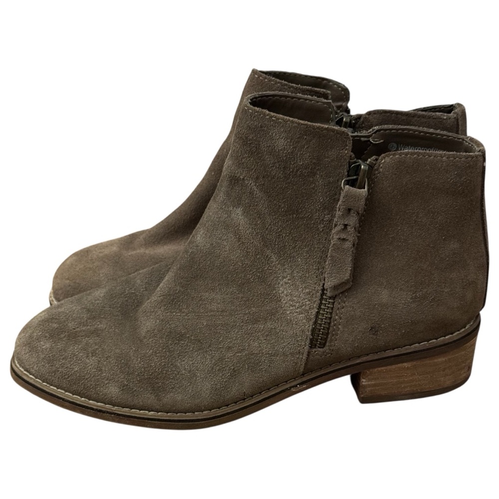 Blondo Liam Ankle Boots Taupe Suede Women's 6.5 Waterproof Side Zippers
